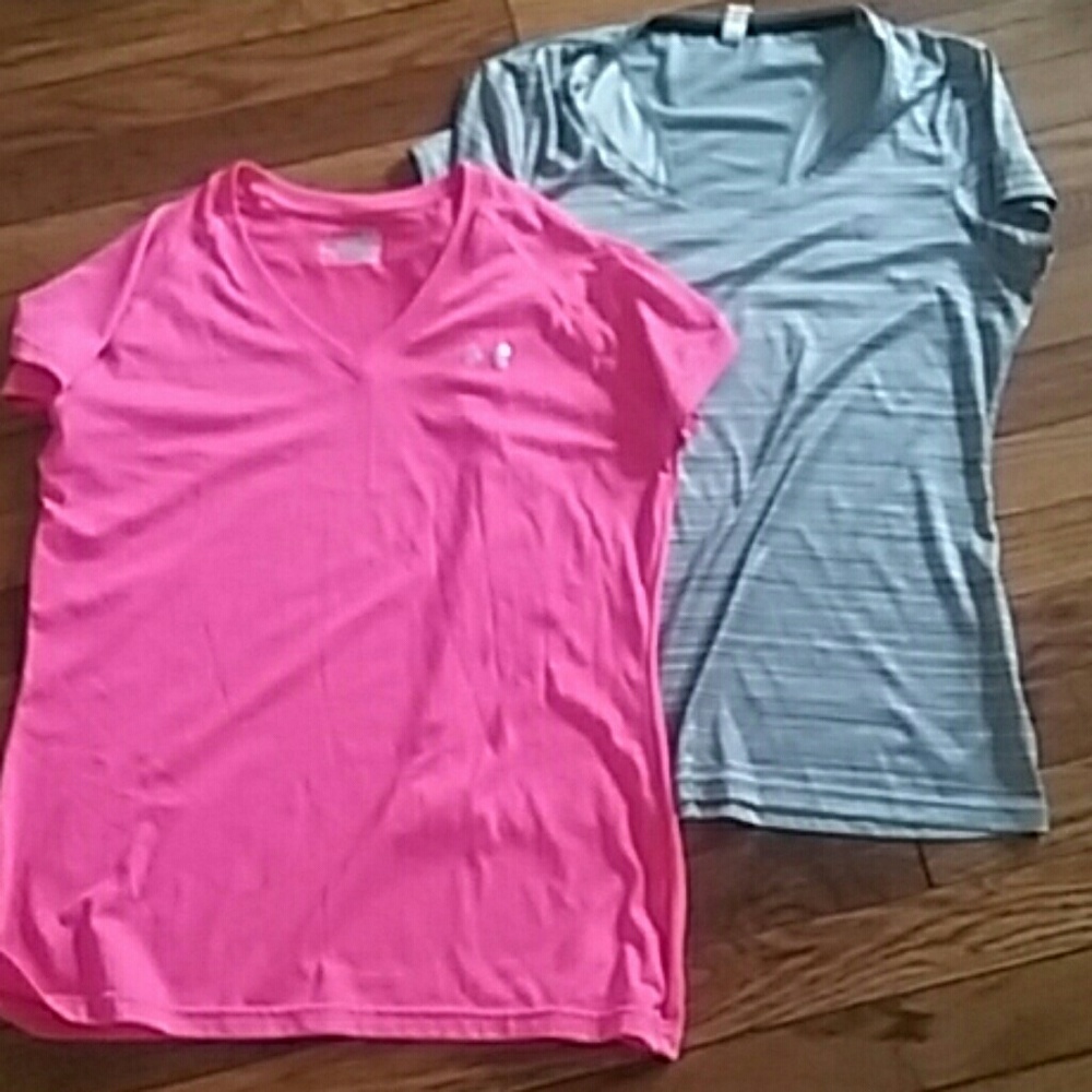 2 Under Armour ladies tshirts pink and gray. Sz m